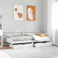 Lova su stalčiais, balta, 90x190cm, pušies medienos masyvas