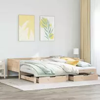Lova su ištraukiama dalimi/stalčiais be čiužinio, 90x190 cm