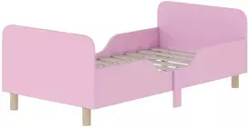Lova AIYAPLAY Vaikiška lovytė, viengulė vaikiška lovytė, apsauginis turėklas, maža vaikiška lovytė vaikų kambariui, MDF, be čiužinio, rožinė