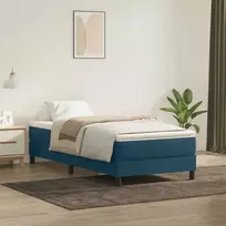 Box Spring Lova be čiužinio Tamsiai mėlyna 100x220 cm aksomas