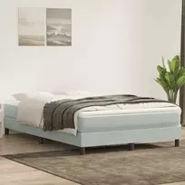 Box Spring Lova be čiužinio Šviesiai pilka 160x220 cm aksomas