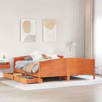 Lova Lovos rėmas be čiužinio, vaško rudas, 200x200cm, pušies masyvas