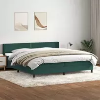 Lova su spyruoklėmis ir čiužiniu, žalia, 180x220 cm, aksomas