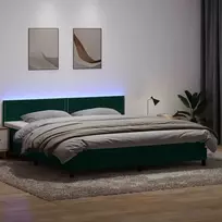 Lova su spyruokliniu/čiužiniu/LED, tamsiai žalia, 180x220 cm, aksomas