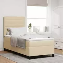 Kiemas lova su čiužiniu su LED Kreminė 90 x 190 cm audinys