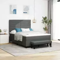 Kiemas lova su pagalve Tamsiai pilka 140 x 190 cm audinys