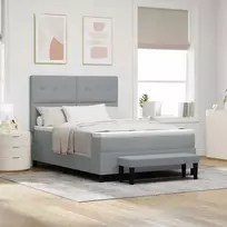 Kiemas lova su čiužiniu Šviesiai pilka 140 x 190 cm audinys