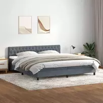 Lova su spyruoklėmis ir čiužiniu, pilka, 180x210 cm, aksomas