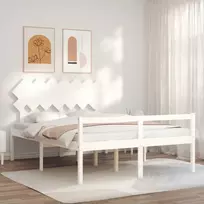 Lova senjorams su galvūgaliu, baltas, 140x190 cm, mediena