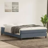 Box Spring Lova be čiužinio Tamsiai pilka 160x220 cm aksomas