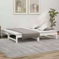 Ištraukiama lova, balta, 2x(75x190)cm, pušies medienos masyvas