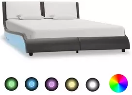 Lova Lovos rėmas su LED šviesa, be čiužinio, pilkos ir baltos spalvos, 120x190 cm