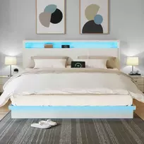 Songmics Lova su LED apšvietimu ir įkrovimo stotele 160 x 200 cm