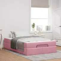 Lova Lovos rėmas su čiužiniu 2 pcs Rožinė Aksomas