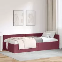 Lova Kampinė lovos konstrukcija Vyno raudona 90 cm x 200 cm audinys