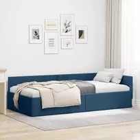 Lova Kampinė lovos konstrukcija Mėlyna 80 cm x 200 cm audinys