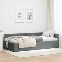 Lova Kampinė lovos konstrukcija Tamsiai pilka 80 cm x 200 cm audinys