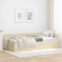 Lova Kampinė lovos konstrukcija Kreminė 80 cm x 200 cm audinys