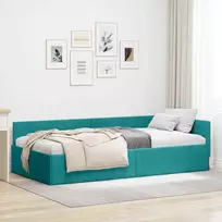 Lova Kampinė lovos konstrukcija Turkio 90 cm x 200 cm Aksomas