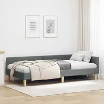 Lova Kampinė lovos konstrukcija Tamsiai pilka 80 x 200 cm audinys