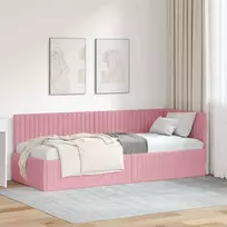 Lova Kampinė lovos konstrukcija Rožinė 80 cm x 200 cm Aksomas