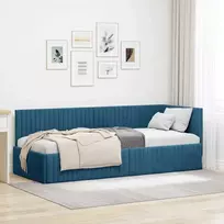 Lova Kampinė lovos konstrukcija Mėlyna 80 cm x 200 cm Aksomas