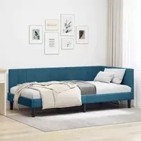 Lova Kampinė lovos konstrukcija Mėlyna 90 cm x 200 cm Aksomas