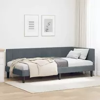 Lova Kampinė lovos konstrukcija Tamsiai pilka 90 cm x 200 cm Aksomas