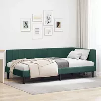 Lova Kampinė lovos konstrukcija Tamsiai žalia 90 cm x 200 cm Aksomas