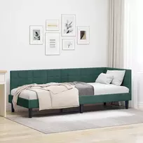 Lova Kampinė lovos konstrukcija Tamsiai žalia 80 cm x 200 cm Aksomas