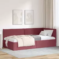 Lova Kampinė lovos konstrukcija Vyno raudona 90 x 190 cm audinys