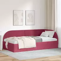 Lova Kampinė lovos konstrukcija Vyno raudona 80 cm x 200 cm Aksomas