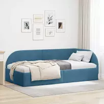 Lova Kampinė lovos konstrukcija Mėlyna 80 cm x 200 cm Aksomas