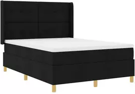 Kiemas lova su LED juostelėmis Juoda 140 x 200 cm audinys