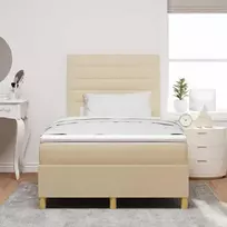 LED Čiužinio Lova su čiužiniu Kreminė 120 x 190 cm audinys