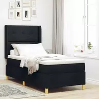 Kiemas lova su LED juostelėmis Juoda 90 x 200 cm audinys