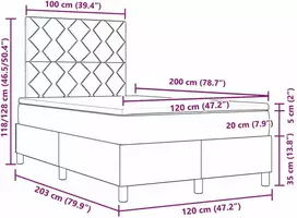 Kiemas lova su čiužiniu Tamsiai rudas 120 x 200 cm audinys