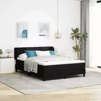 Kiemas lova su čiužiniu Juoda 140 x 190 cm audinys