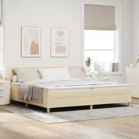 Kiemas lova su čiužiniu Kreminė 200 x 200 cm audinys