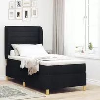 Kiemas lova su čiužiniu Juodas 200 x 90 cm audinys