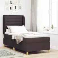 Kiemas lova su čiužiniu Tamsiai rudas 200 x 90 cm audinys