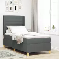 Kiemas lova su čiužiniu Tamsiai pilka 90 x 190 cm audinys