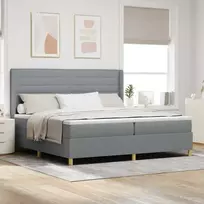 Kiemas lova su čiužiniu Šviesiai pilka 200 x 200 cm audinys
