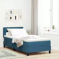 LED Čiužinio Lova su LED Tamsiai mėlyna 90 x 200 cm Aksomas