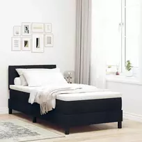 Kiemas lova su čiužiniu su LED Juoda 80 x 200 cm audinys