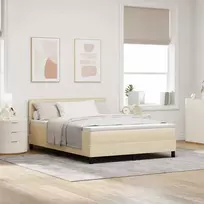 Kiemas lova su čiužiniu su LED Kreminė 140 x 190 cm audinys
