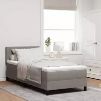 Kiemas lova su čiužiniu su LED Taupe 90 x 190 cm audinys