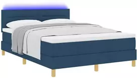 LED Čiužinio Lova su pagalve Mėlyna 140 x 200 cm audinys
