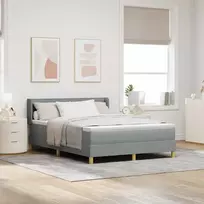 Kiemas lova su čiužiniu Šviesiai pilka 190 x 140 cm audinys