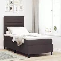 Kiemas lova su čiužiniu su LED Tamsiai ruda 90 x 200 cm audinys